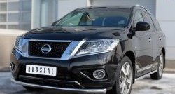 70 999 р. Защита порогов из круглой трубы диаметром 63 мм Russtal Nissan Pathfinder R52 дорестайлинг (2012-2017) (Защита порогов с со скосами на торцах (вариант 1))  с доставкой в г. Пермь. Увеличить фотографию 4