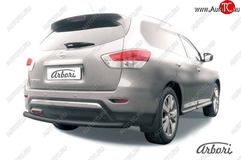 7 559 р. Защита заднего бампера Arbori (черная, 1 труба d76 mm). Nissan Pathfinder R52 дорестайлинг (2012-2017)  с доставкой в г. Пермь