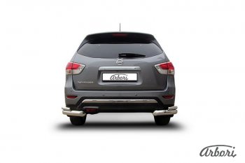 Защита заднего бампера Arbori (уголки, нержавейка, 2 труба d76 и 42 mm). Nissan Pathfinder  R52 (2012-2017) дорестайлинг