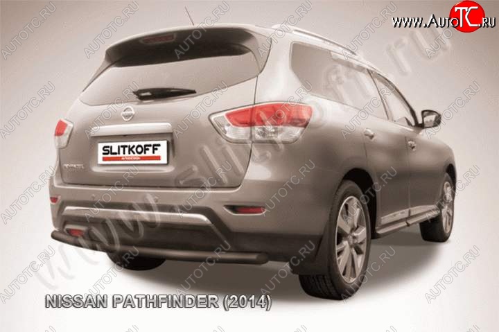 8 999 р. Защита задняя Slitkoff Nissan Pathfinder R52 дорестайлинг (2012-2017) (Цвет: серебристый)  с доставкой в г. Пермь