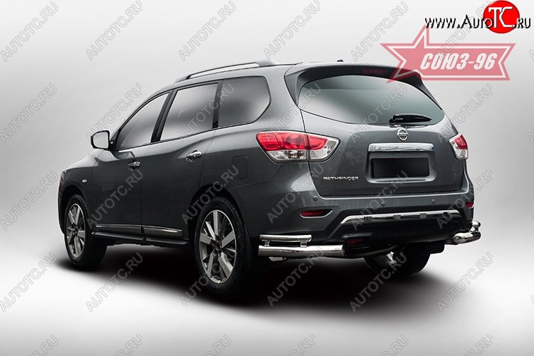 17 504 р. Защита заднего бампера из двойных боковых уголков Souz-96 (d76/42)  Nissan Pathfinder  R52 (2012-2017) дорестайлинг  с доставкой в г. Пермь