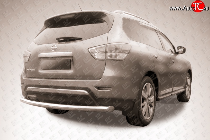 14 499 р. Защита заднего бампера из трубы диаметром 76 мм Slitkoff  Nissan Pathfinder  R52 (2012-2017) дорестайлинг (Нержавейка, Полированная)  с доставкой в г. Пермь