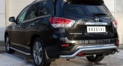 14 799 р. Защита заднего бампера (Ø63 мм волна, нержавейка) SLITKOFF  Nissan Pathfinder  R52 (2012-2017) дорестайлинг  с доставкой в г. Пермь. Увеличить фотографию 3