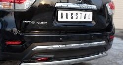 11 599 р. Защита заднего бампера (Ø75x42 мм, нержавейка) Russtal Nissan Pathfinder R52 дорестайлинг (2012-2017)  с доставкой в г. Пермь. Увеличить фотографию 2