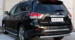 11 599 р. Защита заднего бампера (Ø75x42 мм, нержавейка) Russtal Nissan Pathfinder R52 дорестайлинг (2012-2017)  с доставкой в г. Пермь. Увеличить фотографию 4