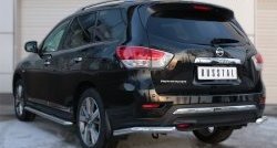 16 349 р. Защита заднего бампера (Ø63 мм уголки, нержавейка) SLITKOFF  Nissan Pathfinder  R52 (2012-2017) дорестайлинг  с доставкой в г. Пермь. Увеличить фотографию 4
