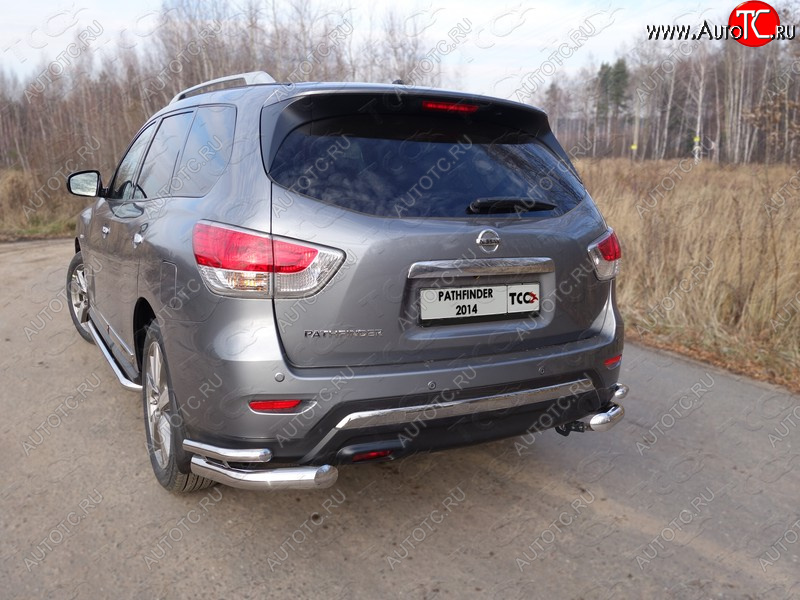 26 499 р. Защита заднего бампера (уголки двойные) ТСС 76,1/42,4 мм  Nissan Pathfinder  R52 (2012-2017) дорестайлинг  с доставкой в г. Пермь
