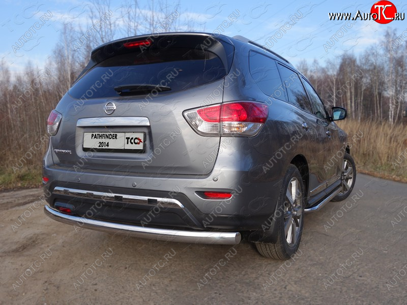 23 899 р. Защита заднего бампера (овальная) ТСС (нержавейка d 75х42 мм) Nissan Pathfinder R52 дорестайлинг (2012-2017)  с доставкой в г. Пермь