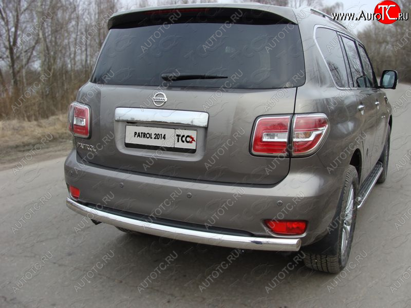 26 999 р. Защита заднего бампера (овальная) ТСС (нержавейка d75х42 мм)  Nissan Patrol  6 (2014-2017) Y62 рестайлинг  с доставкой в г. Пермь