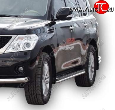 24 499 р. Защита порогов ТехноСфера (Техно Сфера) (нержавейка, d40 mm) Nissan Patrol 6 Y62 дорестайлинг (2010-2014)  с доставкой в г. Пермь
