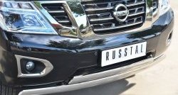 17 999 р. Защита переднего бампера (2 трубыØ75х42 мм, нержавейка) Russtal Nissan Patrol 6 Y62 дорестайлинг (2010-2014)  с доставкой в г. Пермь. Увеличить фотографию 2