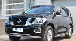 17 999 р. Защита переднего бампера (2 трубыØ75х42 мм, нержавейка) Russtal Nissan Patrol 6 Y62 дорестайлинг (2010-2014)  с доставкой в г. Пермь. Увеличить фотографию 4
