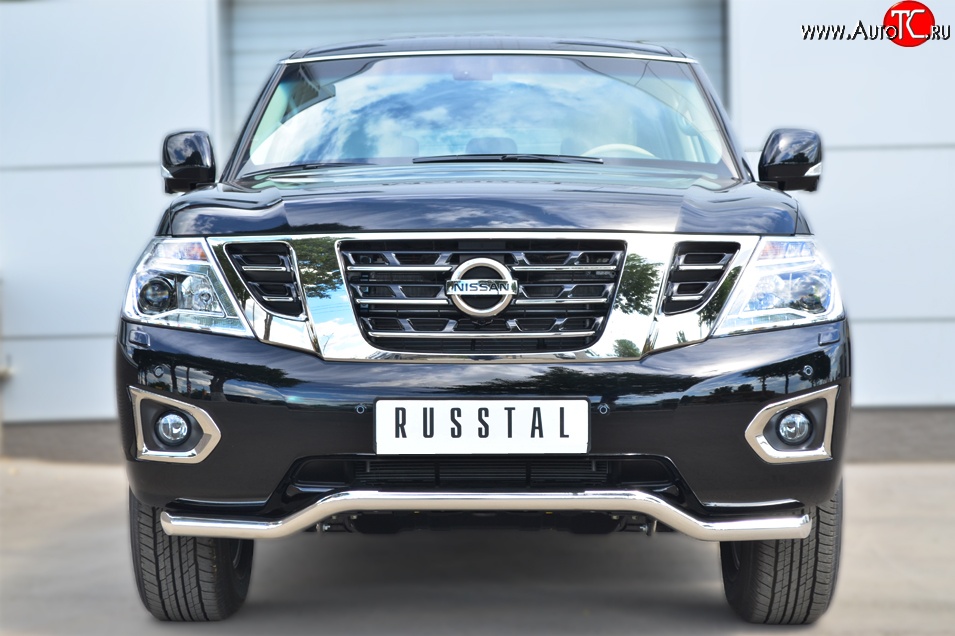 19 699 р. Защита переднего бампера (Ø63 мм волна, нержавейка) SLITKOFF Nissan Patrol 6 Y62 дорестайлинг (2010-2014)  с доставкой в г. Пермь