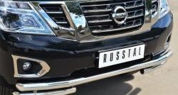 28 899 р. Защита переднего бампера (Ø63 мм с углами, нержавейка) SLITKOFF  Nissan Patrol  6 (2010-2014) Y62 дорестайлинг  с доставкой в г. Пермь. Увеличить фотографию 2
