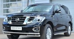 28 899 р. Защита переднего бампера (Ø63 мм с углами, нержавейка) SLITKOFF  Nissan Patrol  6 (2010-2014) Y62 дорестайлинг  с доставкой в г. Пермь. Увеличить фотографию 4