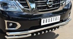 30 999 р. Защита переднего бампера (Ø63 мм с зубами, нержавейка) SLITKOFF Nissan Patrol 6 Y62 рестайлинг (2014-2017)  с доставкой в г. Пермь. Увеличить фотографию 2