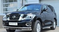 30 999 р. Защита переднего бампера (Ø63 мм с зубами, нержавейка) SLITKOFF Nissan Patrol 6 Y62 рестайлинг (2014-2017)  с доставкой в г. Пермь. Увеличить фотографию 4
