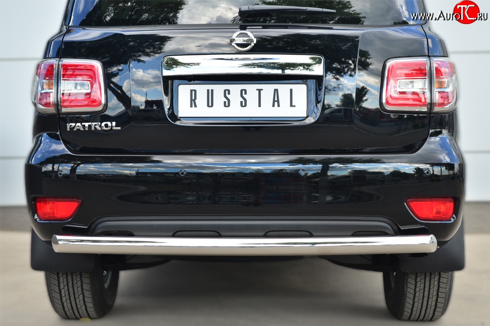15 249 р. Защита заднего бампера (Ø76 мм, нержавейка) SLITKOFF Nissan Patrol 6 Y62 рестайлинг (2014-2017)  с доставкой в г. Пермь