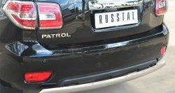 11 599 р. Защита заднего бампера (Ø75x42 мм, нержавейка) Russtal Nissan Patrol 6 Y62 рестайлинг (2014-2017)  с доставкой в г. Пермь. Увеличить фотографию 2