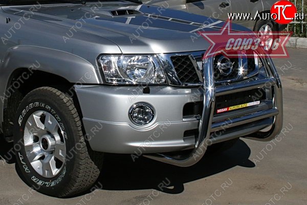 18 449 р. Защита переднего бампера Souz-96 (d76) Nissan Patrol 5 Y61 2-ой рестайлинг (2004-2010)  с доставкой в г. Пермь
