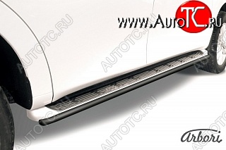 7 595 р. Защита штатных порогов Arbori (черная, d42 mm). Nissan Patrol 6 Y62 дорестайлинг (2010-2014)  с доставкой в г. Пермь
