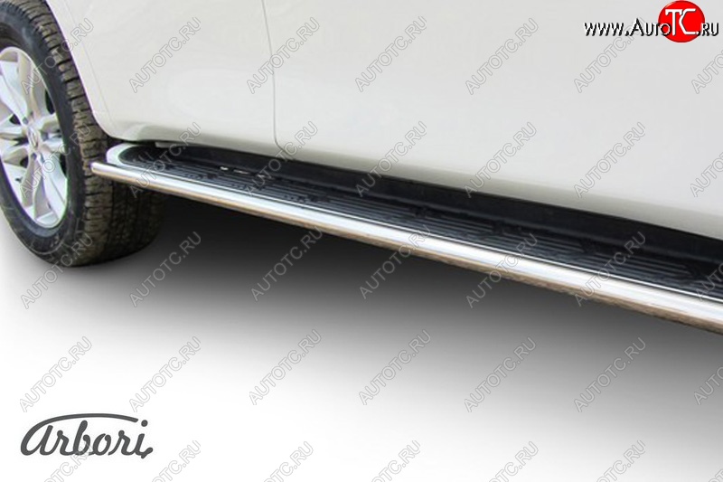 3 194 р. Защита штатных порогов Arbori (нержавейка, d42 mm). Nissan Patrol 6 Y62 дорестайлинг (2010-2014)  с доставкой в г. Пермь