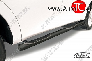 14 039 р. Защита штатных порогов Arbori (с проступью, черная, d76 mm). Nissan Patrol 6 Y62 дорестайлинг (2010-2014)  с доставкой в г. Пермь