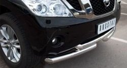 16 849 р. Защита переднего бампера (2 трубы Ø42 мм, нержавейка) SLITKOFF Nissan Patrol 6 Y62 дорестайлинг (2010-2014)  с доставкой в г. Пермь. Увеличить фотографию 2