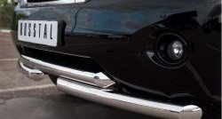 16 849 р. Защита переднего бампера (2 трубы Ø42 мм, нержавейка) SLITKOFF Nissan Patrol 6 Y62 дорестайлинг (2010-2014)  с доставкой в г. Пермь. Увеличить фотографию 3