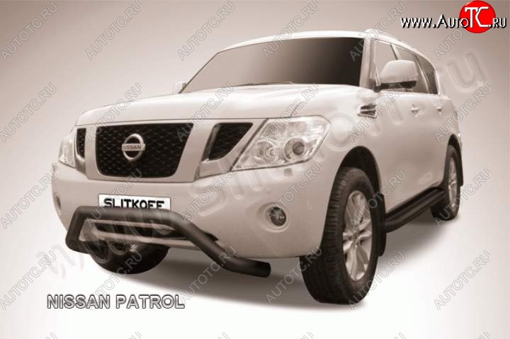 25 999 р. Кенгурятник d76 низкий широкий мини  Nissan Patrol  6 (2010-2014) Y62 дорестайлинг (Цвет: серебристый)  с доставкой в г. Пермь