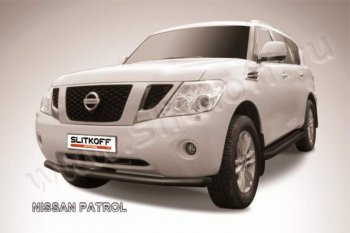 Защита переднего бампер Slitkoff Nissan Patrol  6 (2010-2014) Y62 дорестайлинг