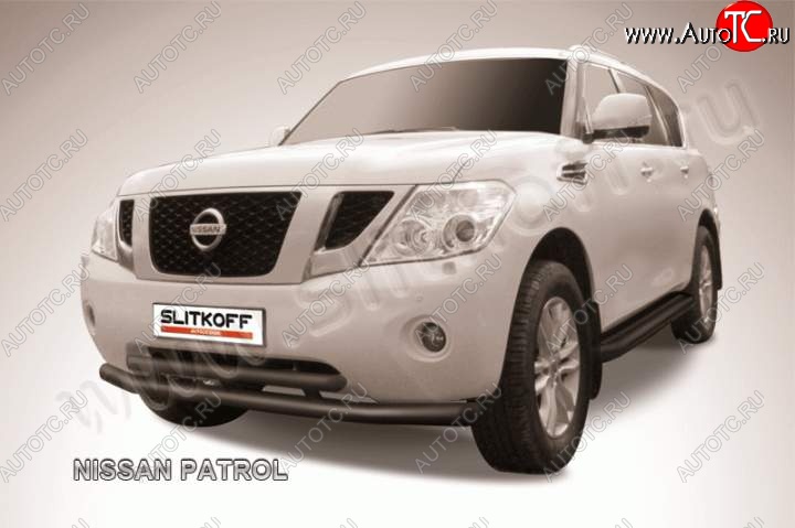 18 849 р. Защита переднего бампер Slitkoff Nissan Patrol 6 Y62 дорестайлинг (2010-2014) (Цвет: серебристый)  с доставкой в г. Пермь
