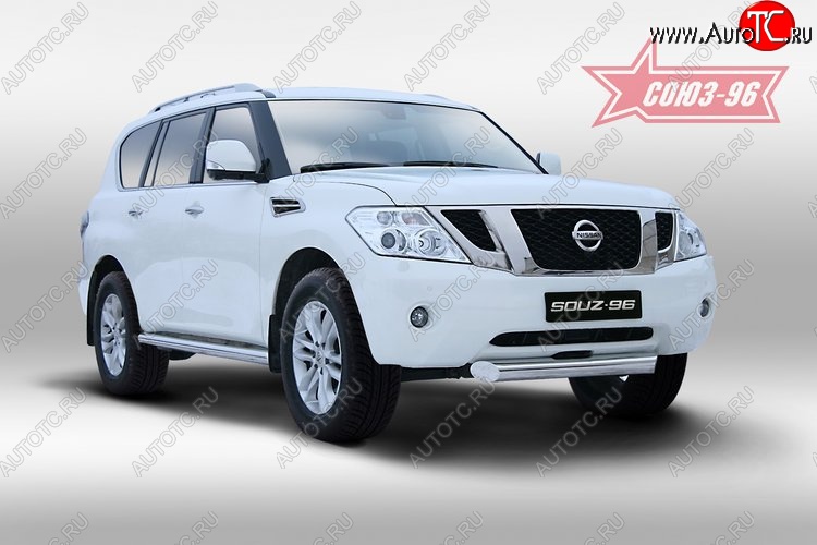 1 159 р. Защита переднего бампера одинарная Souz-96 (d100). Nissan Patrol 6 Y62 дорестайлинг (2010-2014)  с доставкой в г. Пермь