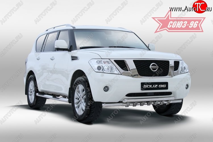 24 884 р. Защита переднего бампера двойная Souz-96 (d60/60).  Nissan Patrol  6 (2010-2014) Y62 дорестайлинг  с доставкой в г. Пермь