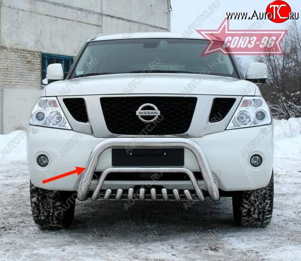 16 514 р. Защита переднего бампера Souz-96 (d76) Nissan Patrol 6 Y62 дорестайлинг (2010-2014)  с доставкой в г. Пермь