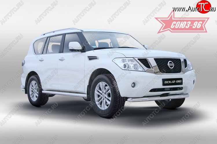 17 819 р. Защита переднего бампера одинарная Souz-96 (d76) Nissan Patrol 6 Y62 дорестайлинг (2010-2014)  с доставкой в г. Пермь