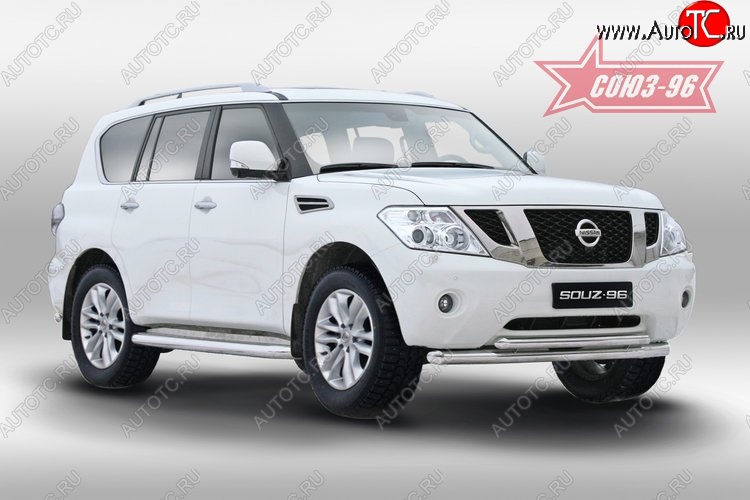 23 984 р. Защита переднего бампера двойная Souz-96 (d76/60)  Nissan Patrol  6 (2010-2014) Y62 дорестайлинг  с доставкой в г. Пермь
