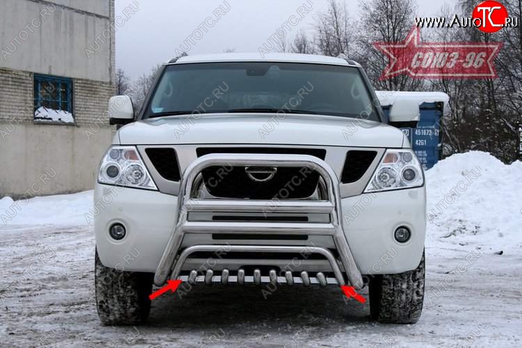17 954 р. Защита переднего бампера нижняя Souz-96 Nissan Patrol 6 Y62 дорестайлинг (2010-2014)  с доставкой в г. Пермь