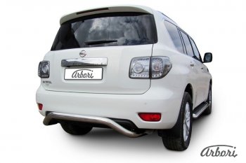 31 139 р. Защита заднего бампера Arbori (скоба, нержавейка, 1 труба d76 mm).  Nissan Patrol  6 (2010-2014) Y62 дорестайлинг  с доставкой в г. Пермь. Увеличить фотографию 2