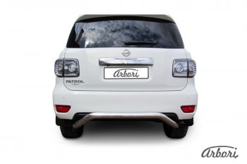 Защита заднего бампера Arbori (скоба, нержавейка, 1 труба d76 mm). Nissan Patrol  6 (2010-2014) Y62 дорестайлинг