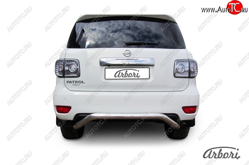 31 139 р. Защита заднего бампера Arbori (скоба, нержавейка, 1 труба d76 mm).  Nissan Patrol  6 (2010-2014) Y62 дорестайлинг  с доставкой в г. Пермь