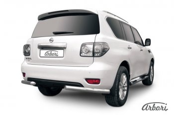 Защита заднего бампера Arbori (уголки, нержавейка, 2 труба d76 и 42 mm). Nissan Patrol  6 (2010-2014) Y62 дорестайлинг
