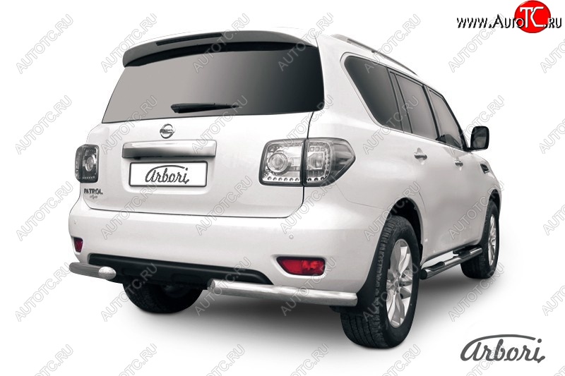 25 829 р. Защита заднего бампера Arbori (уголки, нержавейка, 2 труба d76 и 42 mm).  Nissan Patrol  6 (2010-2014) Y62 дорестайлинг  с доставкой в г. Пермь