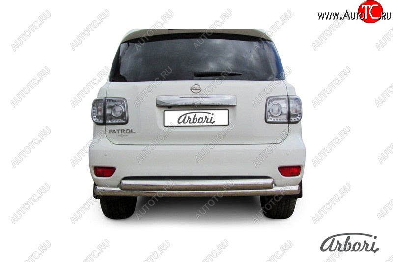 33 209 р. Защита заднего бампера Arbori (нержавейка, 2 трубы d76 mm).  Nissan Patrol  6 (2010-2014) Y62 дорестайлинг  с доставкой в г. Пермь