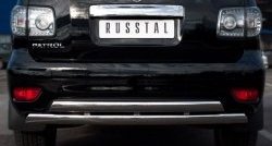 Защита заднего бампера (2 трубы Ø76х42 мм, нержавейка) Russtal Nissan Patrol 6 Y62 дорестайлинг (2010-2014)