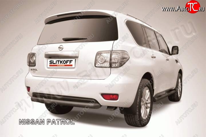 13 899 р. Защита задняя Slitkoff Nissan Patrol 6 Y62 дорестайлинг (2010-2014) (Цвет: серебристый)  с доставкой в г. Пермь