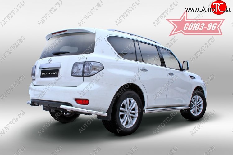 10 169 р. Защита заднего бампера Souz-96 (d60) Nissan Patrol 6 Y62 дорестайлинг (2010-2014)  с доставкой в г. Пермь