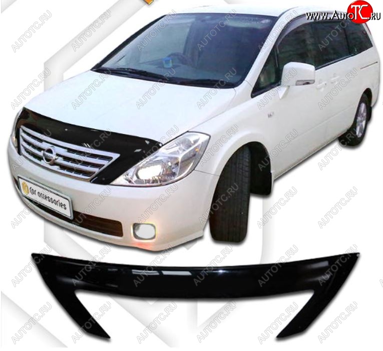 2 599 р. Дефлектор капота CA-Plastiс exclusive  Nissan Presage (2003-2009) (Classic черный, Без надписи)  с доставкой в г. Пермь