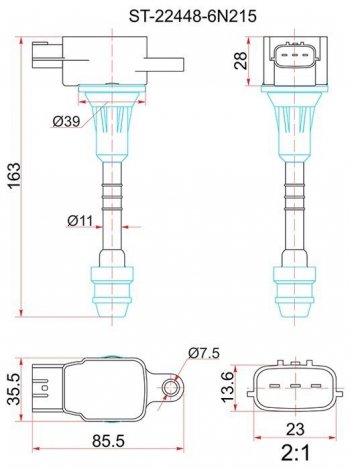 Катушка зажигания (QR20D# / QR25DD) SAT Nissan Primera ( 3 седан,  3 универсал) (2001-2008) P12
