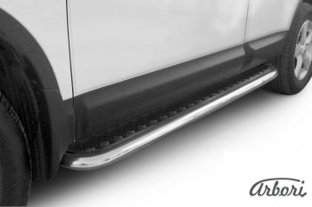 Защита штатных порогов с листом Arbori (нержавейка, алюминий, d57) Nissan Qashqai 1 дорестайлинг (2007-2010)